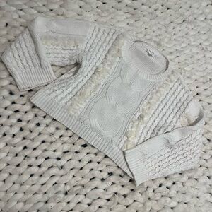 Le Lis White Open-Weave Crewneck Sweater